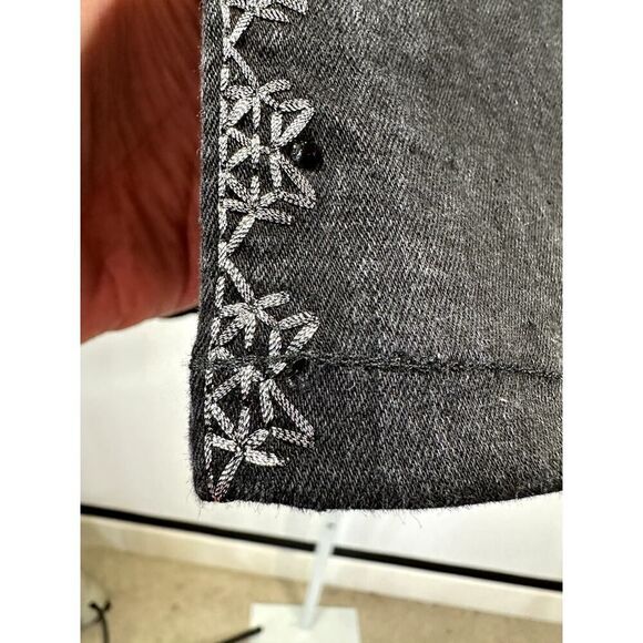 LISETTE L Women's Embellished Trim Tummy Control Denim Jeans Black Size 10 - Picture 6 of 11